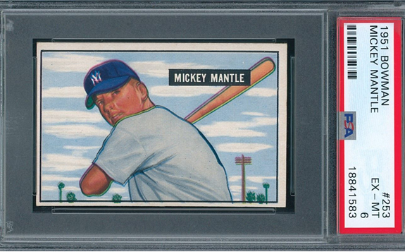 Mickey Mantle card in poor condition